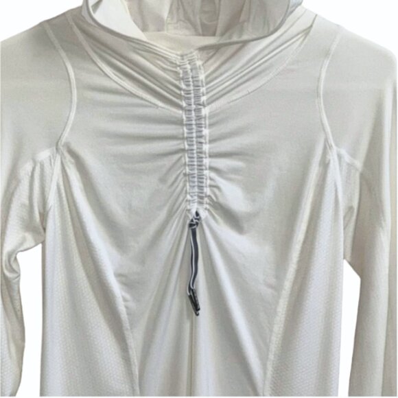 Lululemon Run Pace Setter Pullover Hoodie White Long Sleeve Thumbholes Size 4 - Picture 3 of 12